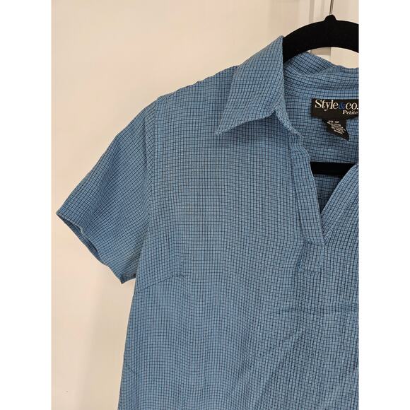 Style&Co Women's Waffle Ribbed Short Sleeve Collared Polo Dress Size 12P - Picture 2 of 5